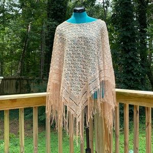 Cream knit/crochet shrug, OS